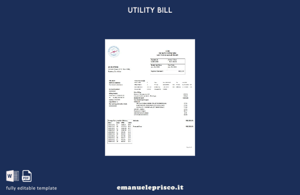 stile verificato Modello word di bolletta elettrica di Dominica Electricity Serv